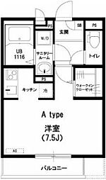リブリ・松風 2階1Kの間取り