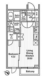 nidoMOTOHASUNUMA 1LDKの間取図画像