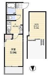 ルミエール赤羽 3階1Kの間取り