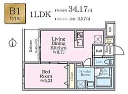 アイルグランデ赤羽 5階1LDKの間取り