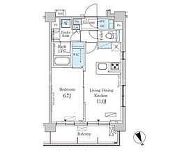 パークアクシス駒込ヒルトップ 1LDKの間取図画像