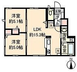Maison Claire 2LDKの間取図画像