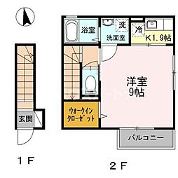 水塚ラトゥール 1Kの間取図画像