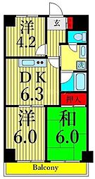 ロジュマン西尾久 3DKの間取図画像