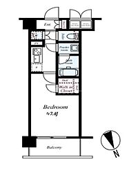 ハーモニーレジデンス東京アーバンスクエア#002 1Kの間取図画像