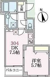 アローマ王本町 1DKの間取図画像