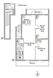 ベルメゾン中村橋 2LDKの間取図画像