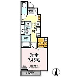 アンジュール氷川台 1Kの間取図画像