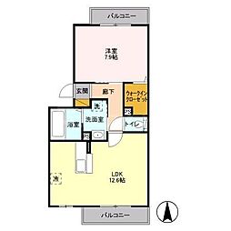 コンフォールヴァンテA 1LDKの間取図画像