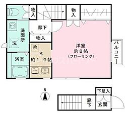ロサ・テラス 1Kの間取図画像