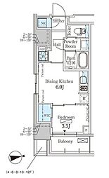 パークアクシス赤塚 1DKの間取図画像