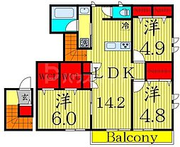 (仮称)足立区鹿浜6丁目メゾン 3LDKの間取図画像