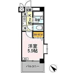 クレール中台 1Kの間取図画像