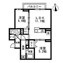 セレスティア豊玉南 2LDKの間取図画像