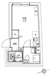 板橋区坂下3丁目マンション ワンルームの間取図画像
