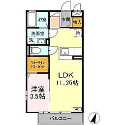 あさひ壱番館 1LDKの間取図画像