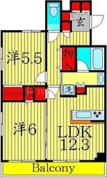 メゾンハギ3 2LDKの間取図画像