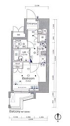 スパシエエル・ヴィエント・アース板橋タワー 1Kの間取図画像