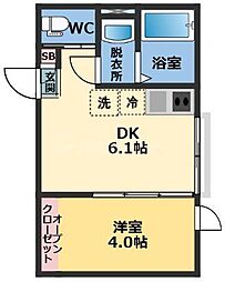 メゾン・ドゥ・アッシュ赤羽 1DKの間取図画像