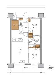RJRプレシア王子神谷 2LDKの間取図画像