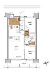 RJRプレシア王子神谷 2LDKの間取図画像