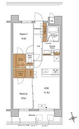 RJRプレシア王子神谷 2LDKの間取図画像