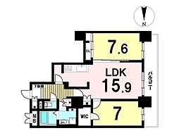 アンビックス志賀ストリートタワー 2LDKの間取図画像