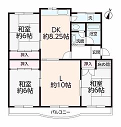 本地ケ原住宅3号棟 3LDKの間取図画像