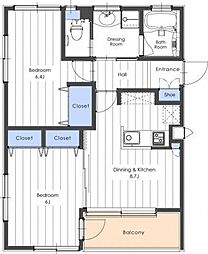 VERONA　A棟 2階2DKの間取り