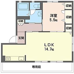 パークサイドハイツ 1LDKの間取図画像