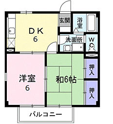 ニューシティークロサワ1 2DKの間取図画像