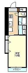 シャルマン 1Kの間取図画像