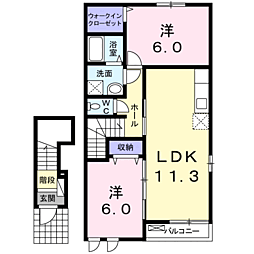 エレガンスブローテ 2LDKの間取図画像