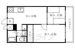 高野ロイヤルハイツ 2LDKの間取図画像