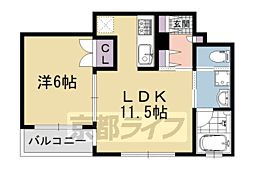 リーガル京都烏丸通り 1LDKの間取図画像