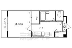 サンパティーク北山 1Kの間取図画像
