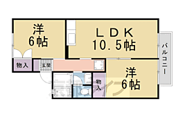 セジュール津ノ国B 2LDKの間取図画像