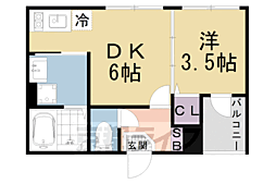 京都市山科区御陵三蔵町アパート 1DKの間取図画像