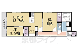 アレ・デ・フルール西向日駅前 A棟 2LDKの間取図画像