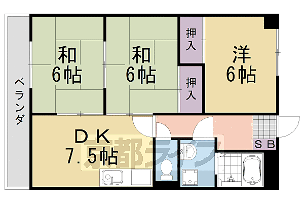 第二藤栄ハイツ 303｜京都府京都市西京区樫原久保町(賃貸マンション3DK・3階・52.25㎡)の写真 その2