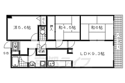 宇治黄檗パーク・ホームズ 2LDKの間取図画像