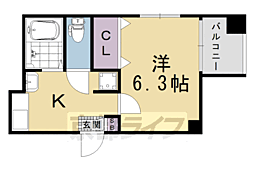 五条・高倉ヴィブレ2 1Kの間取図画像