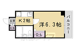 デ・リード河原町 1Kの間取図画像