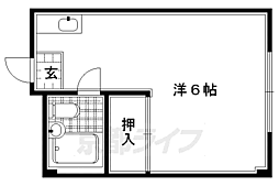 岩下ビルド上賀茂 1Kの間取図画像