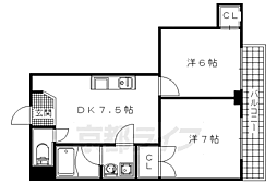 ルミエール春日森 2DKの間取図画像