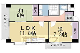 アグラード長岡京 2LDKの間取図画像