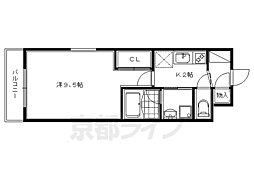 ギャラリア一乗寺 1Kの間取図画像