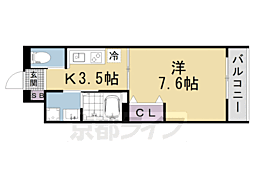 LEI CORT椥辻I 1Kの間取図画像
