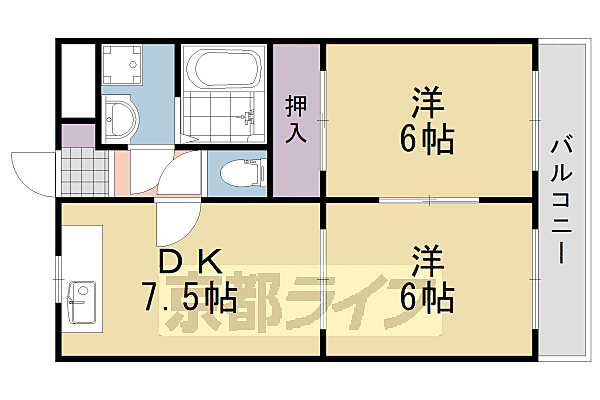 コーポポルスター 402｜京都府京都市伏見区久我本町(賃貸マンション2DK・4階・48.60㎡)の写真 その2