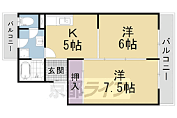 ハイツクローバー 2DKの間取図画像